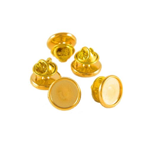 Premium Badge Blank round 12.4mm gold clutch fitting